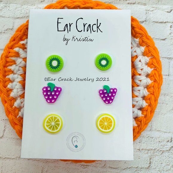 Hand Crafted- 10 mm mini fruit stud earrings - Picture 4 of 6